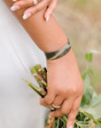 Silver + Gold Slice Cuff - Narrow - 22k Gold, Oxidized Silver + White Diamonds