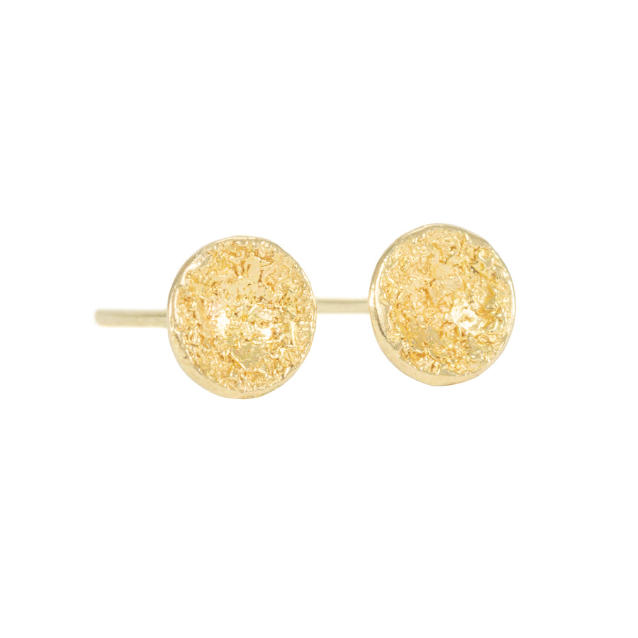 Petite Double Gold Moon Surface Studs - 22ky + 18ky