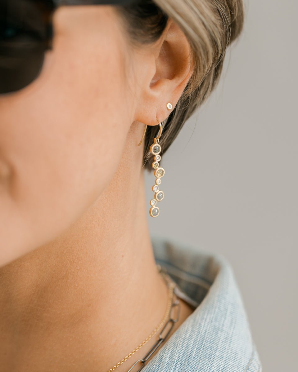 Diamond Bloom Earrings - Gold + Rose Cut Diamonds - KMJ Kate Maller Jewelry Jewelry - Earrings