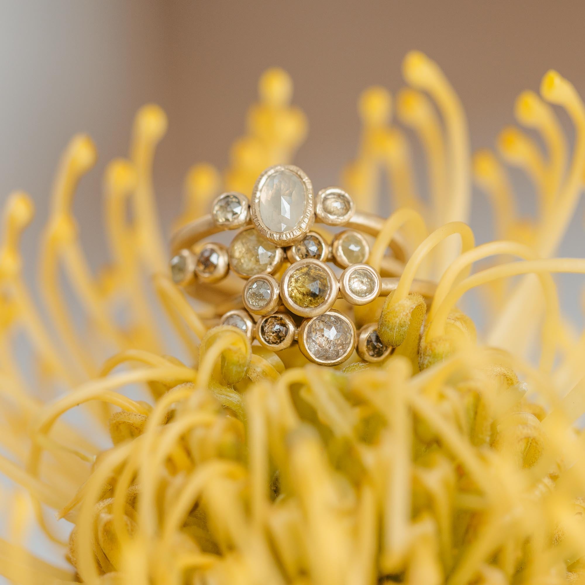 Petite Queen Bee Ring- 18ky + Diamonds