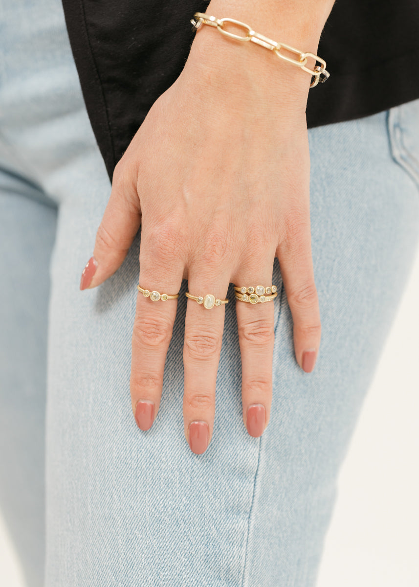 Petite Queen Bee Ring- 18ky + Diamonds