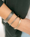 KMJ Essential Hinged Bangle - 22k Gold Dusted, 18ky Gold + Scattered Diamonds - KMJ Kate Maller Jewelry Jewelry - Bracelets
