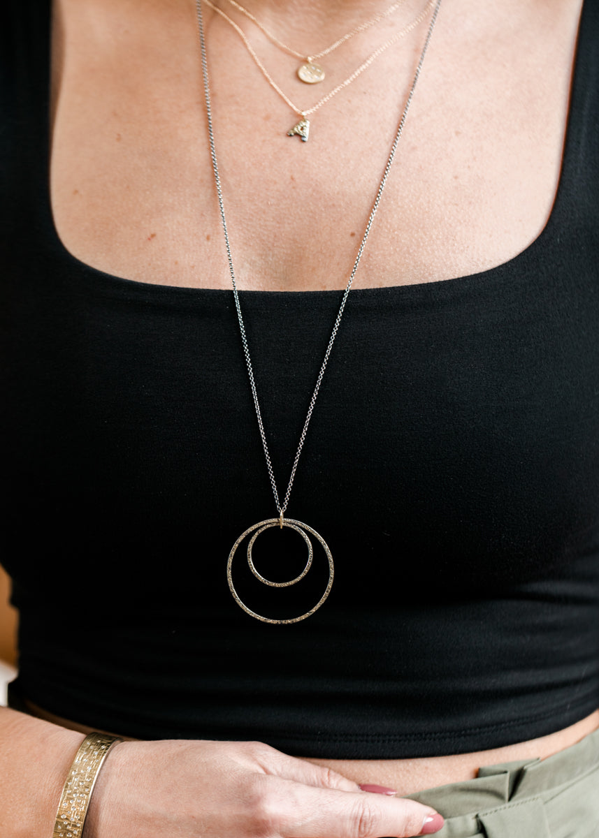 Alphabet Necklace 2.0 on 14ky Gold Chain - 22ky, 18ky, Oxidized Silver + VS Diamond