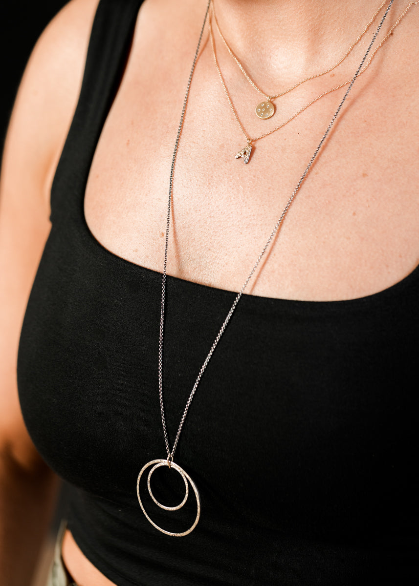 Alphabet Necklace 2.0 on 14ky Gold Chain - 22ky, 18ky, Oxidized Silver + VS Diamond