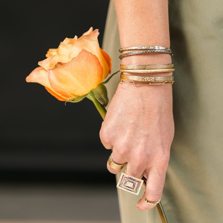 KMJ Essential Hinged Bangle - 22ky Gold Dusted - KMJ Kate Maller Jewelry Jewelry - Bracelets