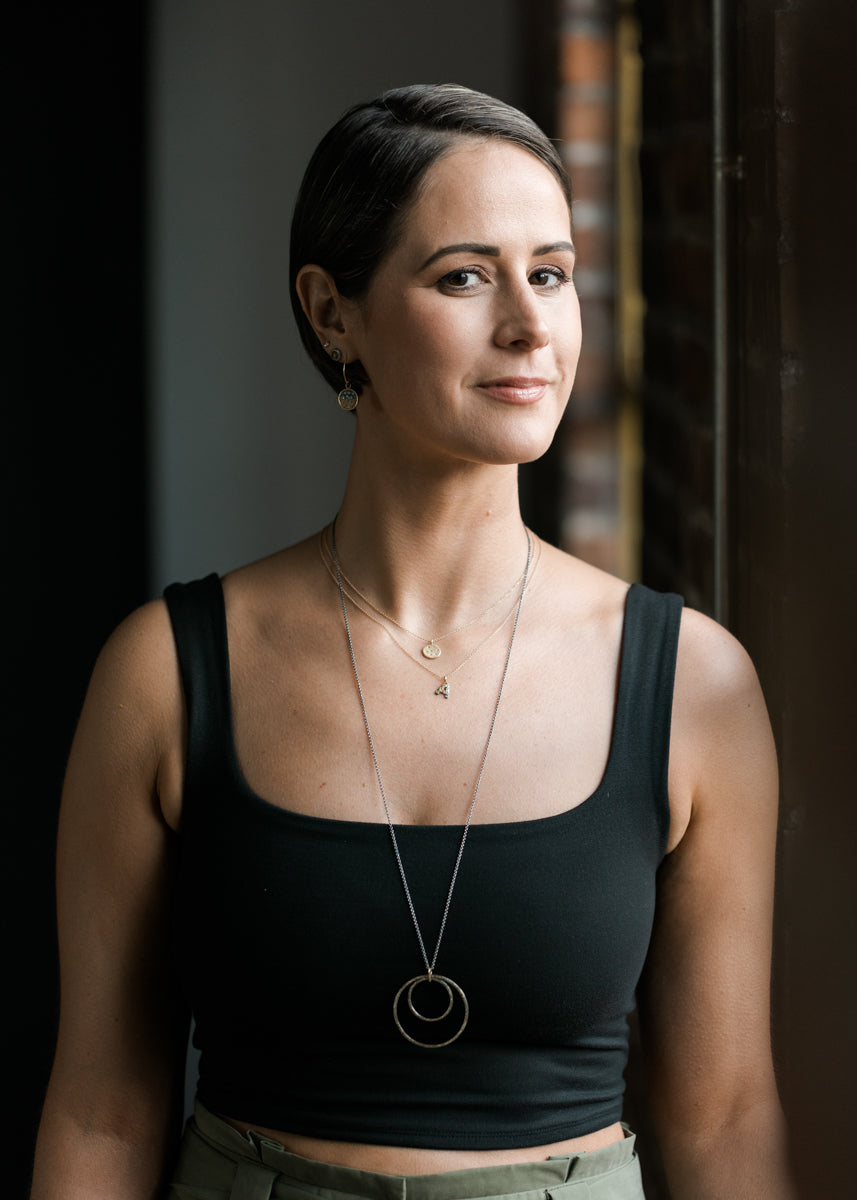 Alphabet Necklace 2.0 on 14ky Gold Chain - 22ky, 18ky, Oxidized Silver + VS Diamond