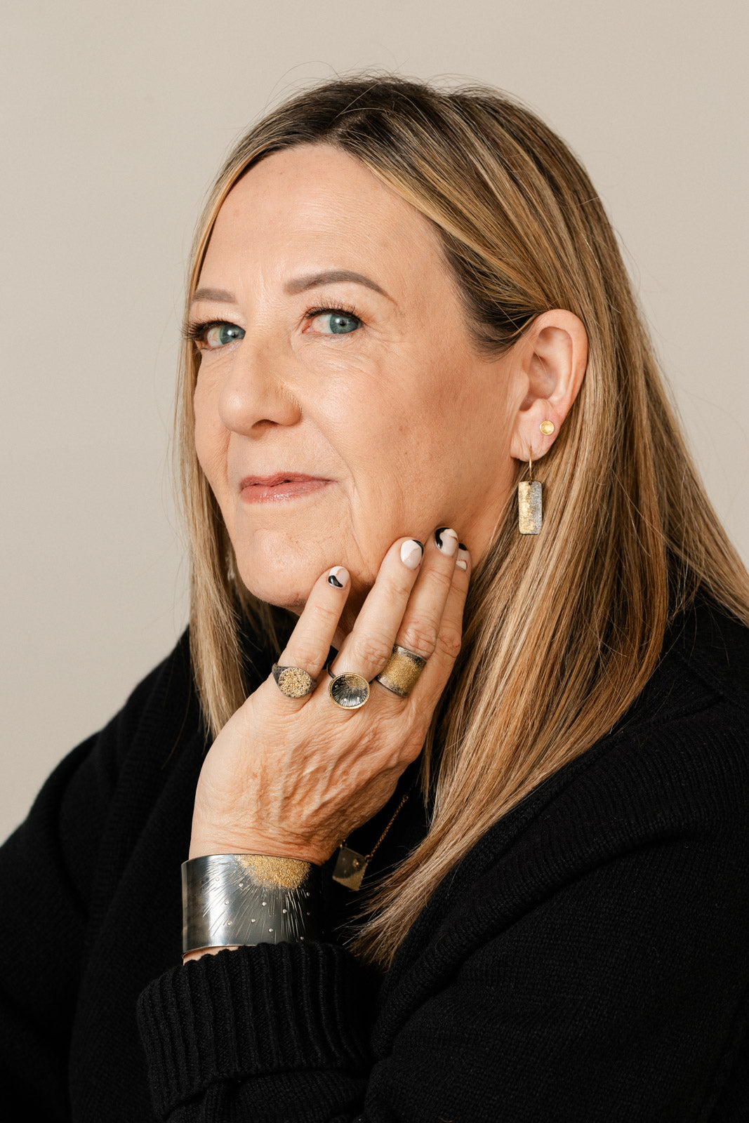 Sun Rays Cuff - 22k Gold, Oxidized Silver + VS White Diamonds