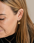 Petite Double Gold Moon Surface Studs - 22ky + 14ky Gold