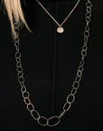 14k Organic Black + Gold Chain Link Necklace - 22k/14k Gold + Oxidized Silver
