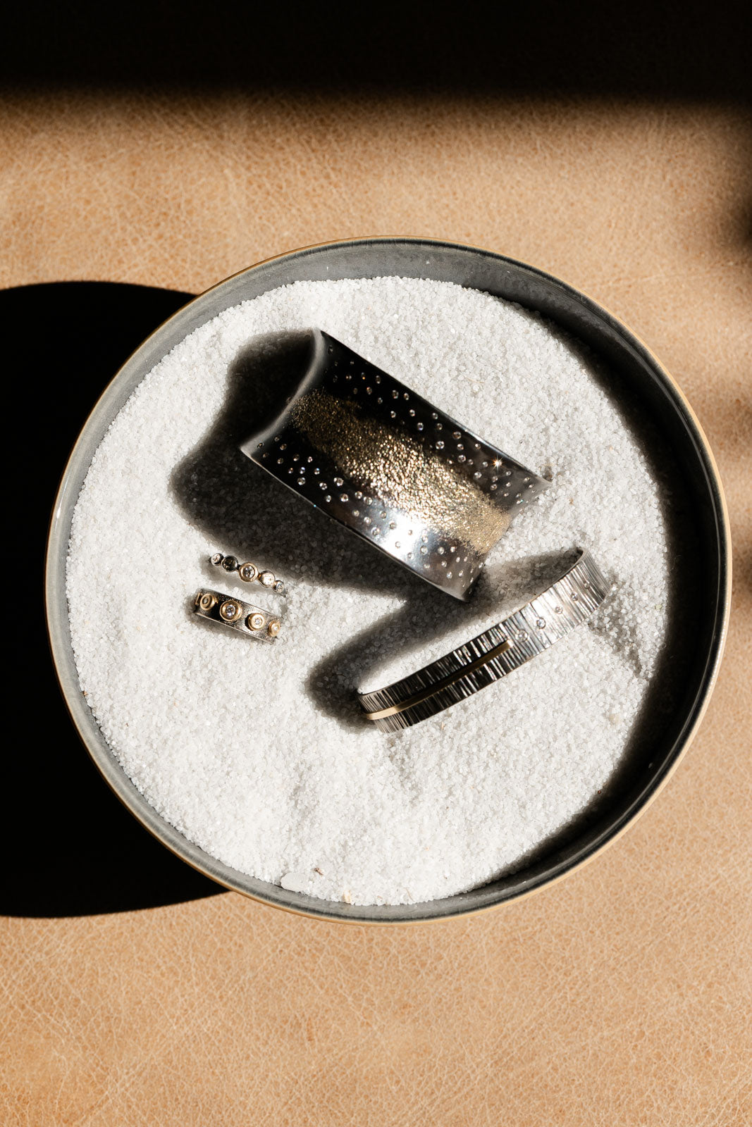 In Bloom Stacking Ring - Dusted Blooms - 22k Gold Dust, 18k Gold, Oxidized Silver + Reclaimed Diamonds