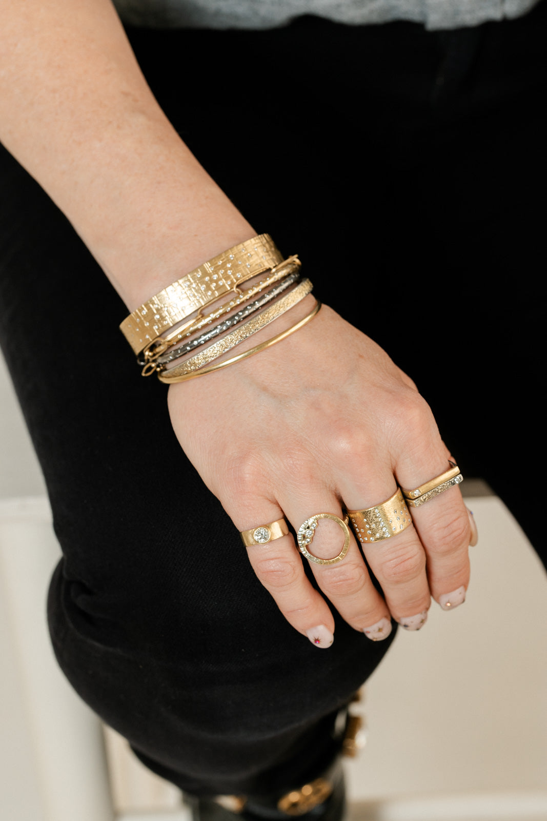 18k Aspen Squared Cuff - 18k Gold + Reclaimed VS Diamonds