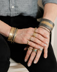 Three Bloom Dusted Skinny Cuff - 22ky, 18ky, Oxidized Silver + VS Diamonds