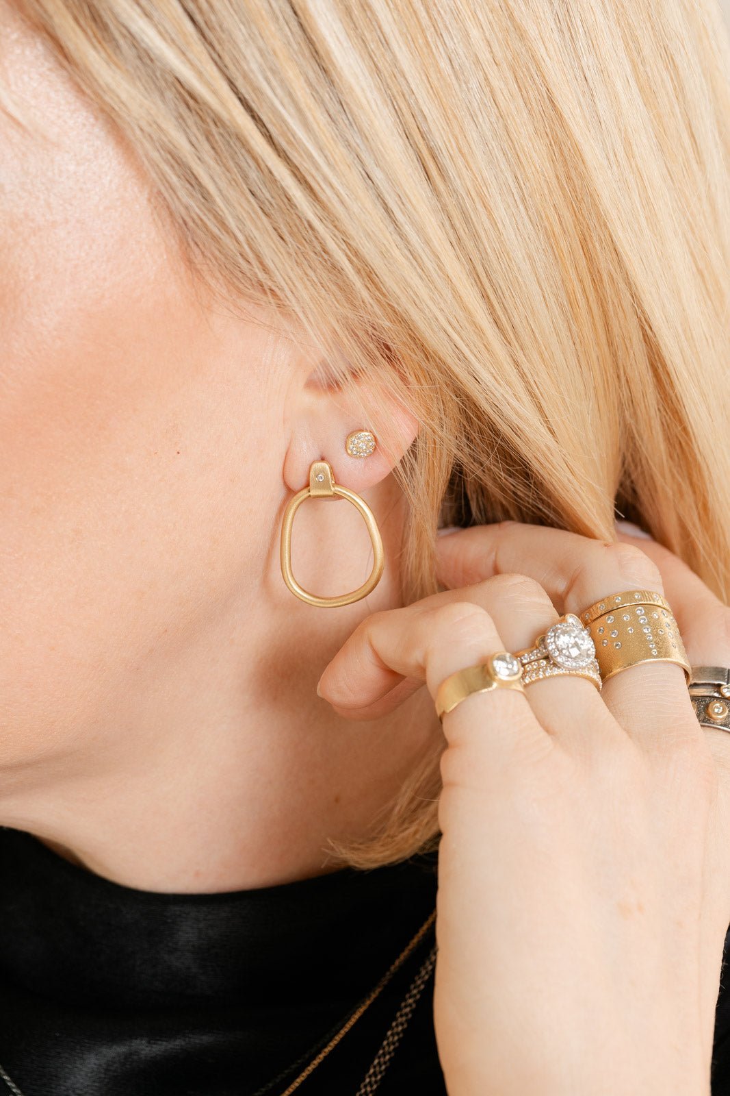 14k Carabiner Earrings - 14ky + Diamonds - KMJ Kate Maller Jewelry Jewelry - Earrings