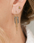 Mini Decidedly Deco Earrings - 22k/18k Gold, Oxidized Silver