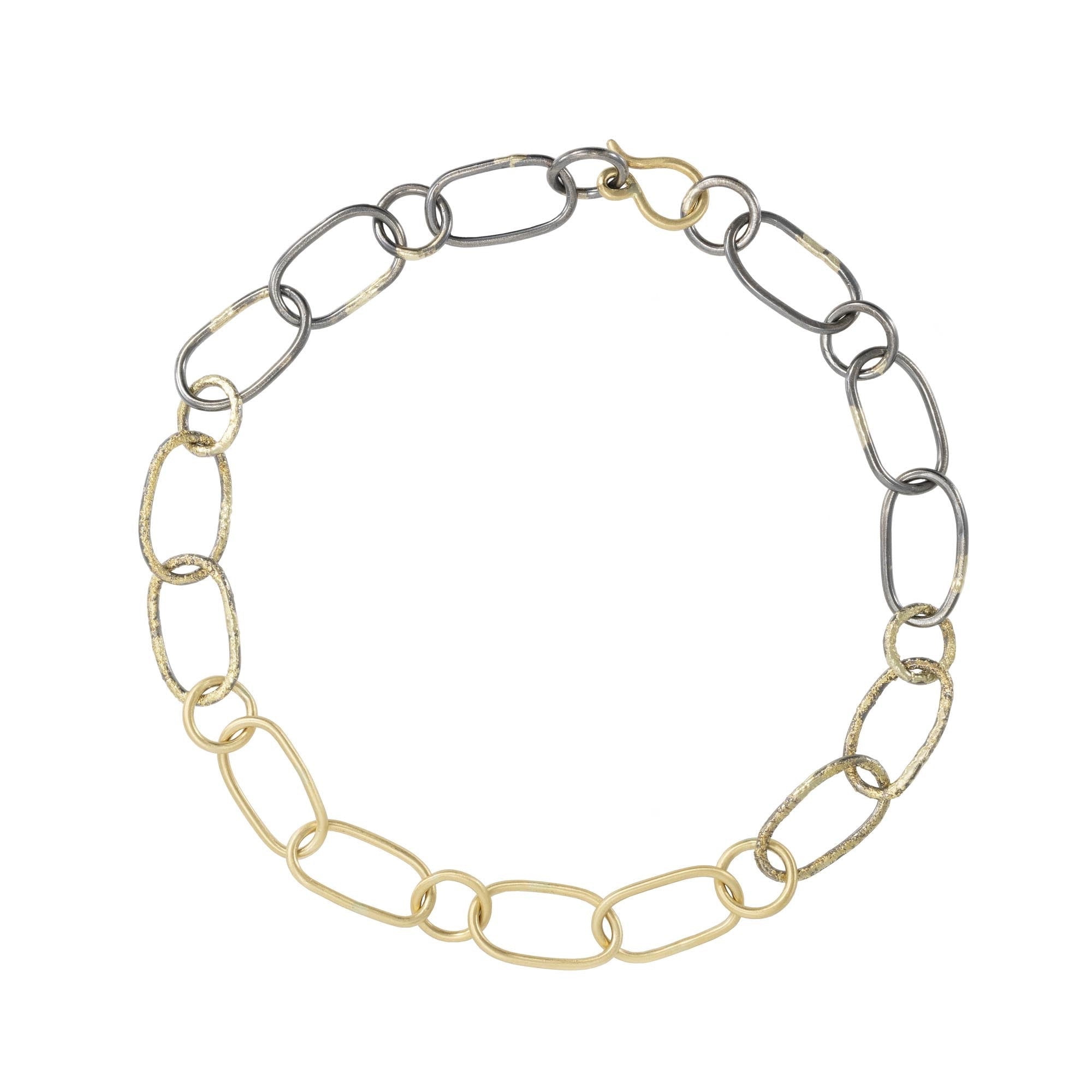 Carabiner Chain Necklace - 22ky, 14ky Gold + Oxidized Silver - KMJ Kate Maller Jewelry Jewelry - Necklaces