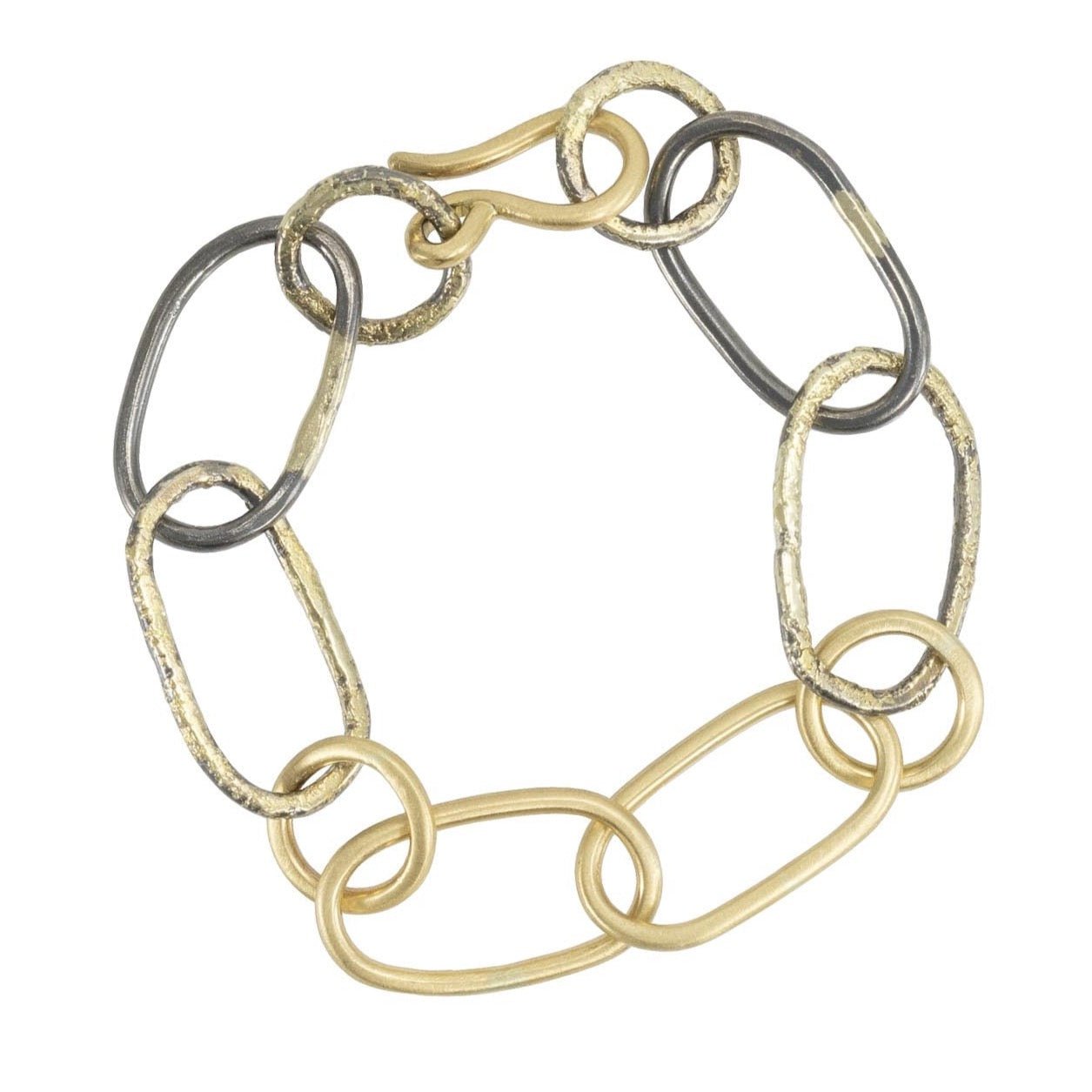 Carabiner Chain Bracelet - 22k/14ky Gold + Oxidized Silver - KMJ Kate Maller Jewelry Jewelry - Bracelets