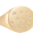 18k Gold Scattered Diamond Signet - 18ky + VS Diamonds