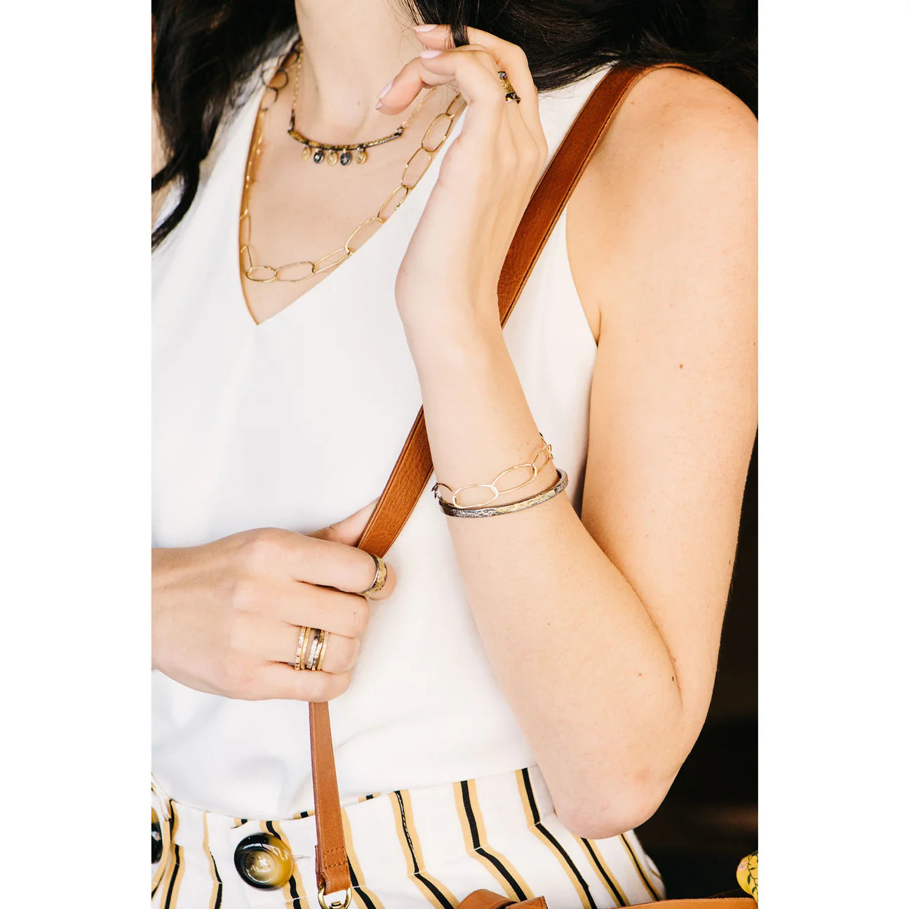 14k Breezy Chain Link Necklace - 14k Gold + Oxidized Silver