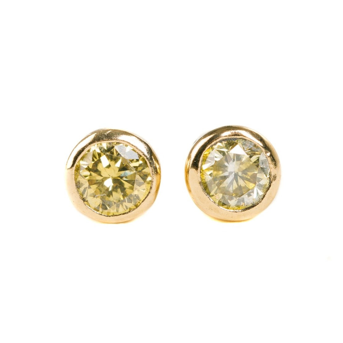 Diamond Stud Earrings - 18ky Gold + Colored Diamonds