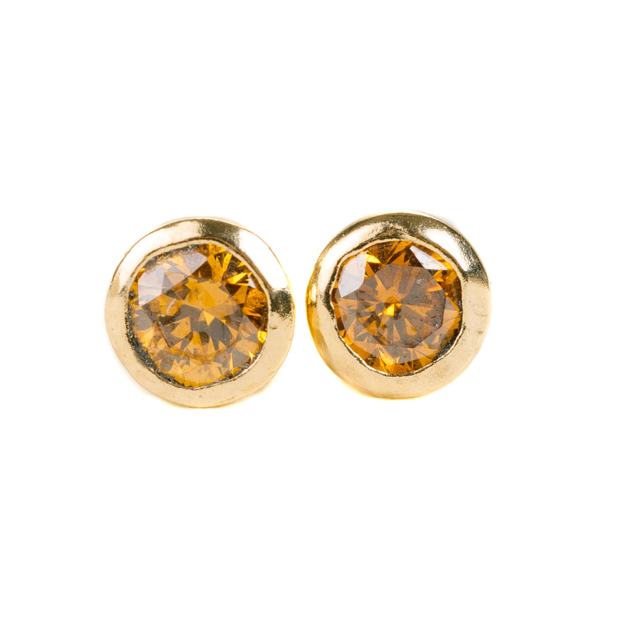 Diamond Stud Earrings - 18ky Gold + Colored Diamonds