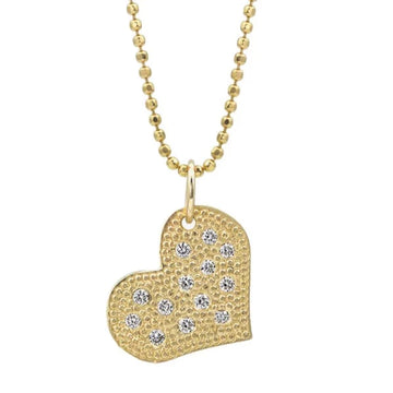 Lava Baby Gold Heart Charm - 14ky + Diamonds