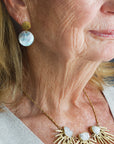 Lunar Eclipse Earrings - Brass, Silver + Mussel Shell
