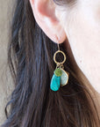 Lure Earrings - Brass, Aquamarine, Vesuvianite + Chrysocolla