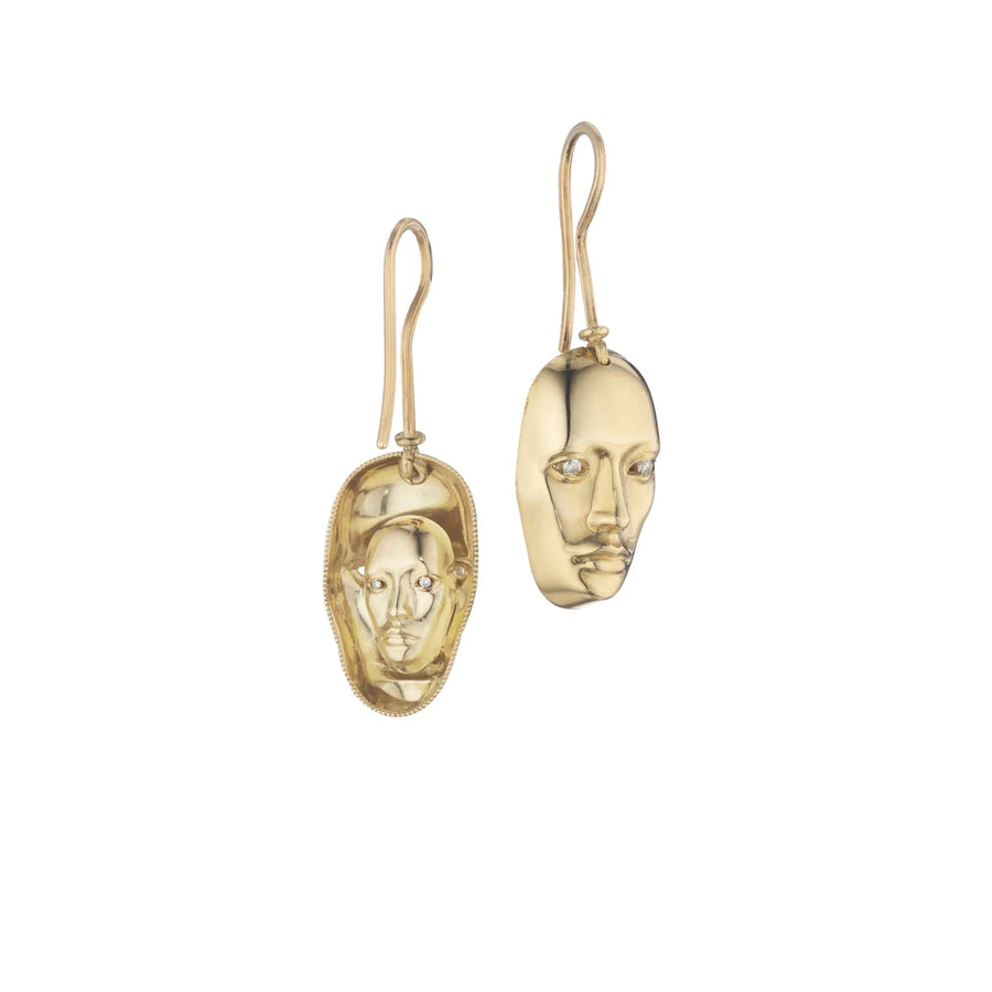 Vulcana French Wire Earrings with Diamond Eyes - 18k Gold