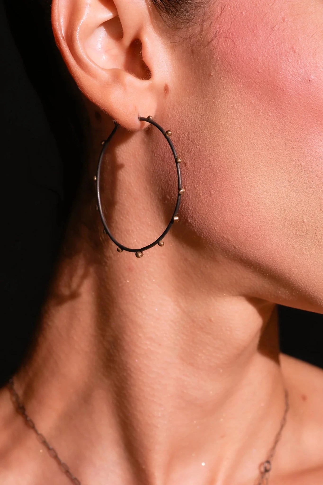 Black + Gold Large Hoops - Sterling Silver + 10ky Gold - KMJ Zanny Jewelry - Earrings