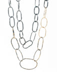 14k Organic Black + Gold Chain Link Necklace - 22k/14k Gold + Oxidized Silver