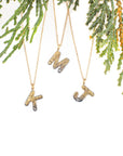 Alphabet Necklace 2.0 on 14ky Gold Chain - 22ky, 18ky, Oxidized Silver + VS Diamond