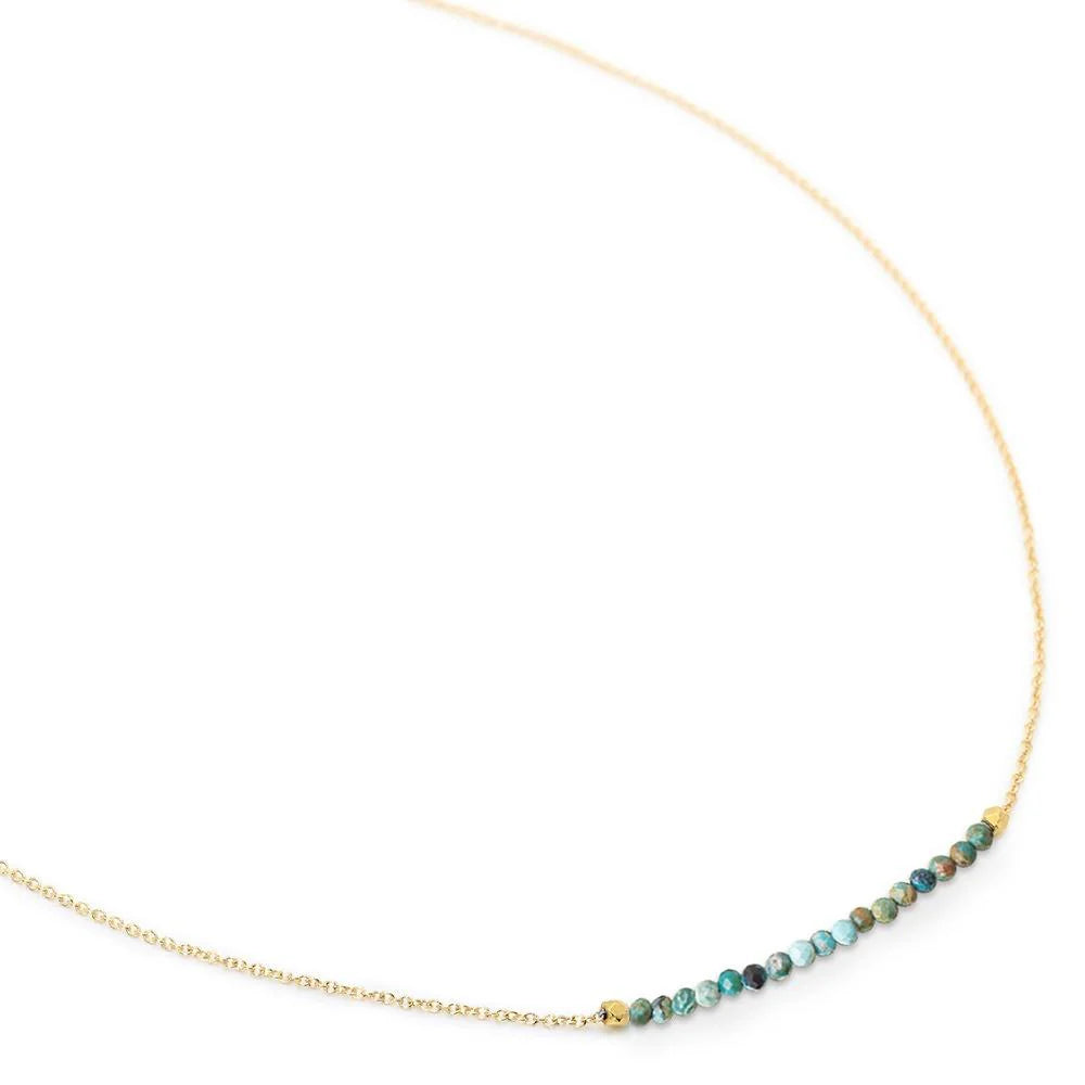 Turquoise Centre Gemstone Necklace - 18k Gold + Turquoise - 16"