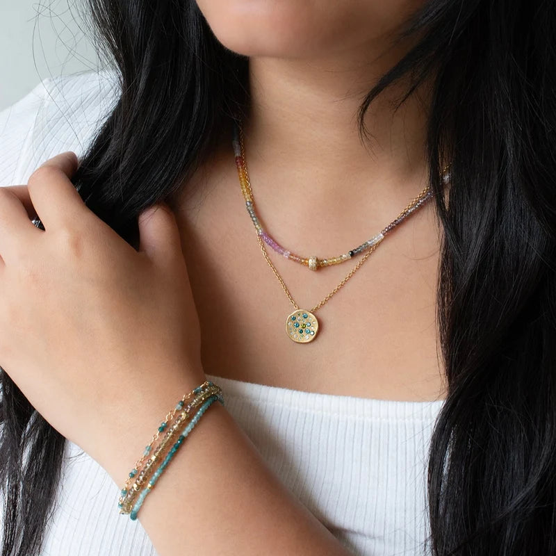 Single Wrap Gemstone Bracelet - 14k Yellow Gold + Turquoise
