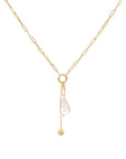Luna' Paperclip and Keshi Nugget Necklace - 14k & 18k Yellow Gold