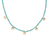 Turquoise Wrap Gemstone Mini Hammered Disc Station Necklace - 18k Gold + Turquoise - KMJ Anne Sportun Jewelry - Necklaces