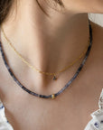 Natural Gemstone Boulder Bead Necklace - 18ky + Watermelon Tourmaline - KMJ Anne Sportun Jewelry - Necklaces