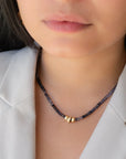 Natural Gemstone Triple 'Boulder Bead' Necklace - Iolite / 18k Yellow Gold