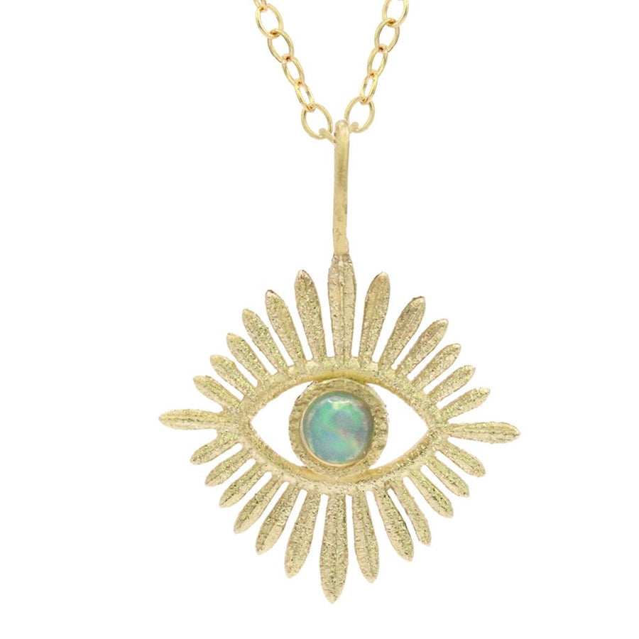 Opal Luminous Eye Pendant - 14ky + Opal