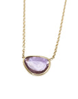 Lavender Sapphire Bezel Slice Necklace - 14k Gold