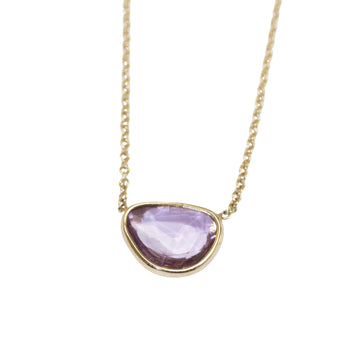 Lavender Sapphire Bezel Slice Necklace - 14k Gold