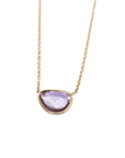 Lavender Sapphire Bezel Slice Necklace - 14k Gold