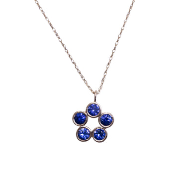 Faceted Blue Sapphire Daisy Necklace - 14k Gold