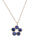 Faceted Blue Sapphire Daisy Necklace - 14k Gold