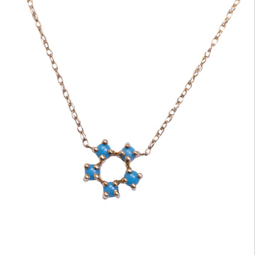 Mini Sleeping Beauty Turquoise Daisy Necklace - 14k Gold