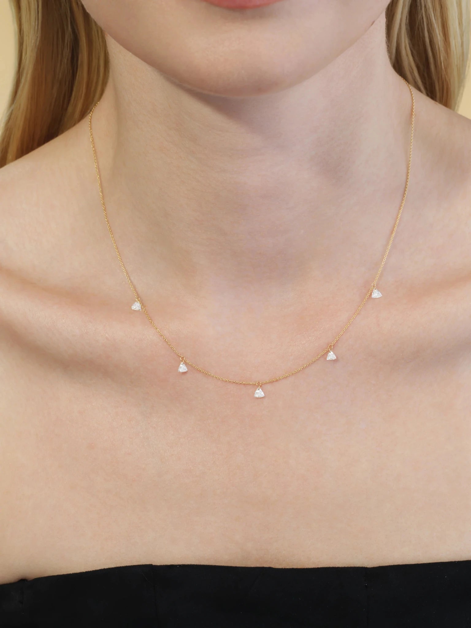 Floating Trillion Necklace - 18k Gold + Diamonds - KMJ Meredith Young Jewelry Jewelry - Necklaces