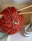 Knitting Needles and Wool Inline Necklace - 22k Gold over Sterling Silver