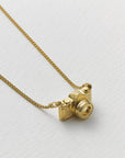 In-line Vintage Camera Necklace - 22k Gold over Sterling Silver