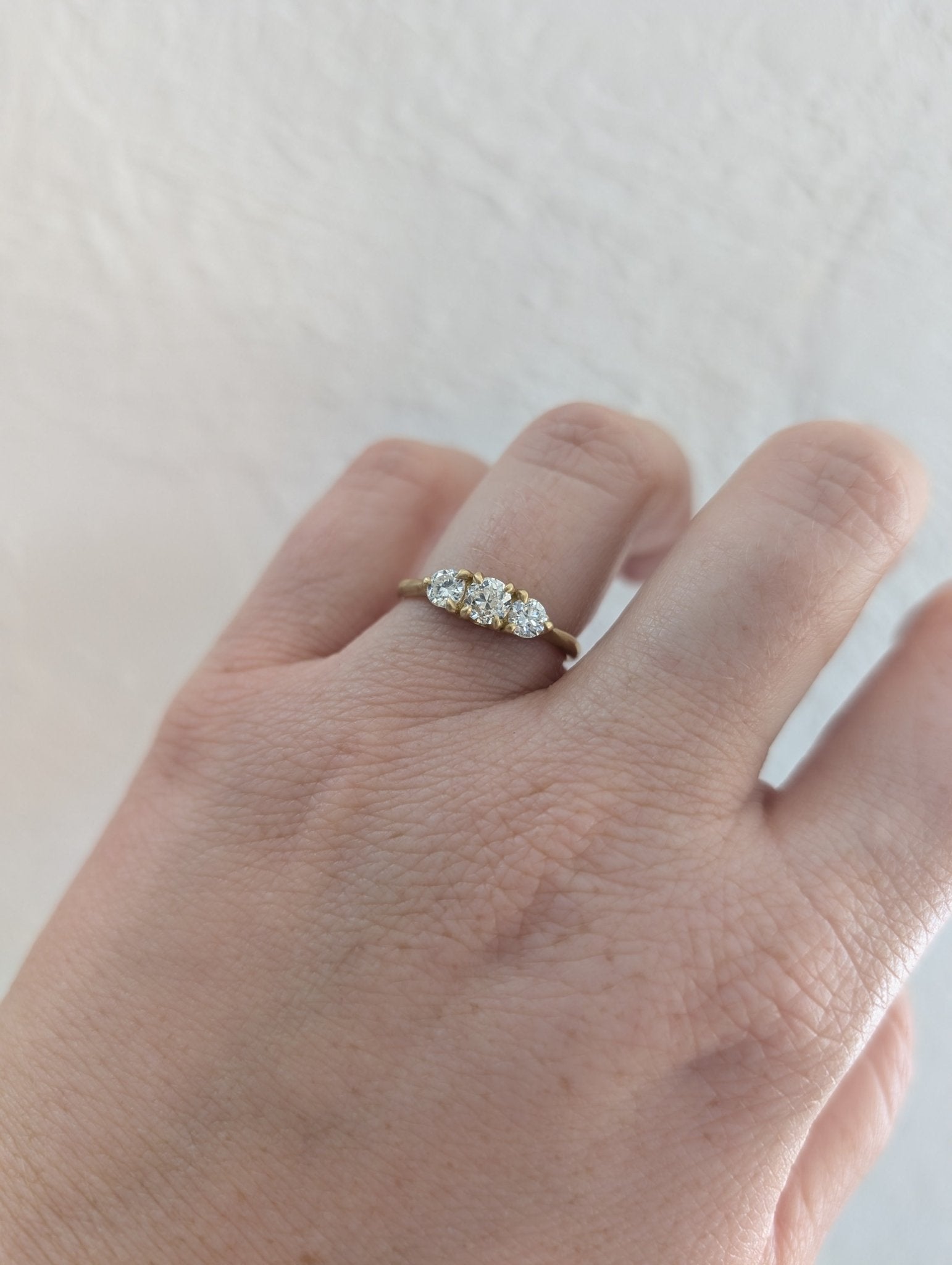 White Diamond Trio Ring - 18k Gold - KMJ Erin Cuff Jewelry - Rings