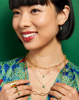 Teardrop Slider Necklace - 18k y Gold + Emerald