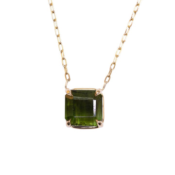Dark Green Tourmaline Rock Candy Necklace - 14k Gold